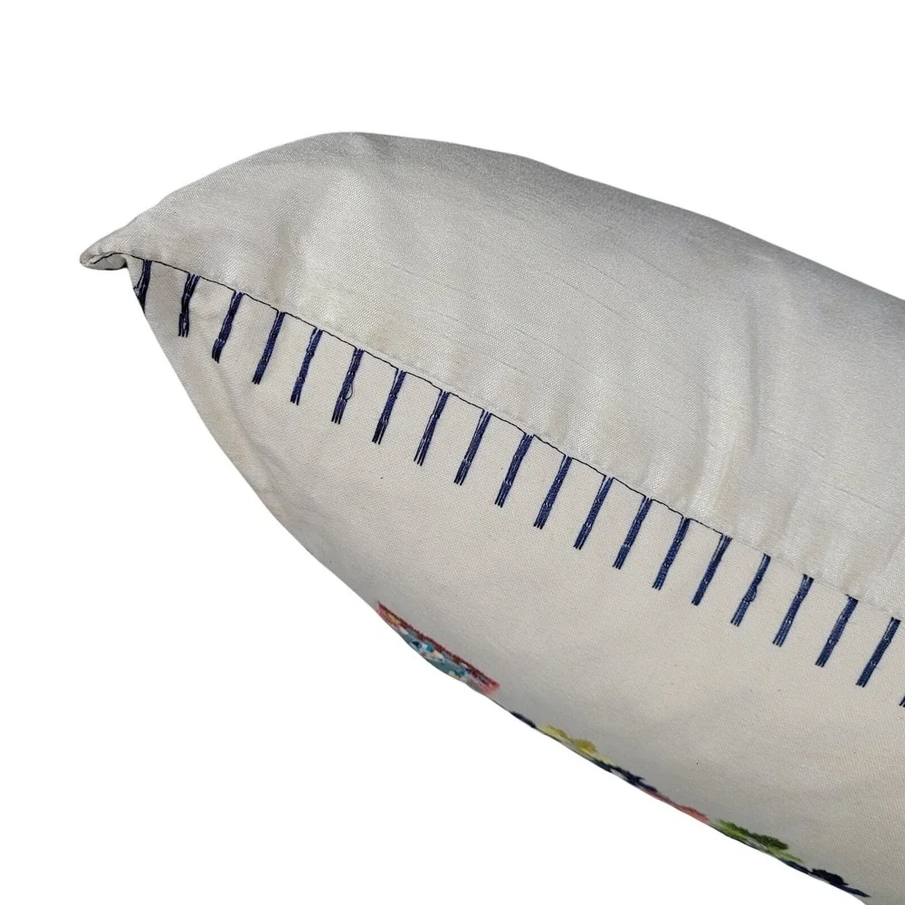 HOME Duck Down Feathers Throw Pillow 12x20 Sequins Embroidered by Cynthia Rowley
